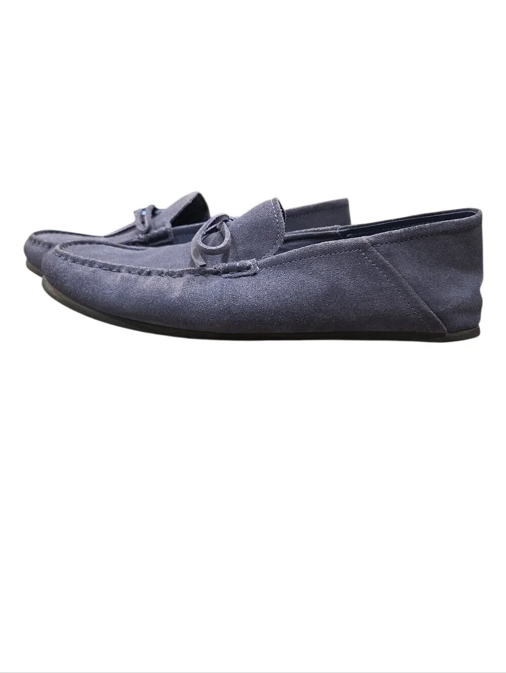 ZARA MEN'S DRIVING MOCCASINS. W/ FRONT TIE BOW DETAIL. SIZE EU 43 = US. 10. BLUE